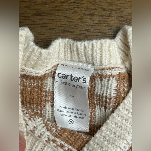 Carter’s Baby Cardigan Sweater And Pants Sz 6 Months Beige (0239) - Picture 5 of 9